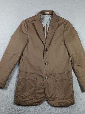 J. Crew Jacket Mens Small Tan Broken In Chino Blazer 3 Button Sport Coat Preppy